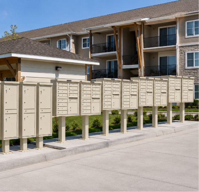 1570 cluster mailboxes at an apartment complex
